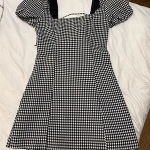 Zara Black and White Checkered Dress